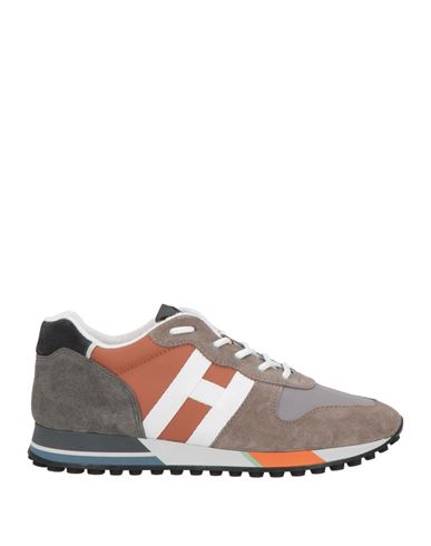 Hogan Man Sneakers Grey Size 9 Leather, Textile Fibers In Grey