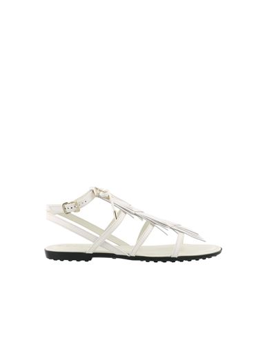 Shop Tod's Woman Sandals White Size 4.5 Calfskin