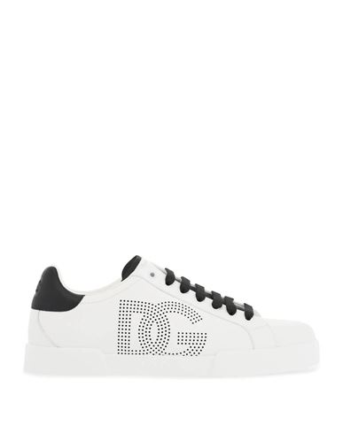 Dolce & Gabbana 'portofino Light' White Sneakers With Perforated Logo On The Side And Logo Patch On The Tongue In White