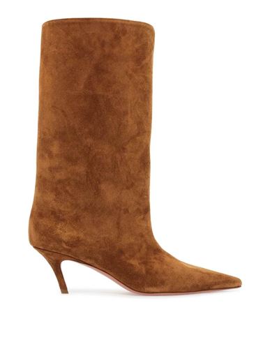 Amina Muaddi 60mm Fiona Pointed-toe Suede Boots In Brown