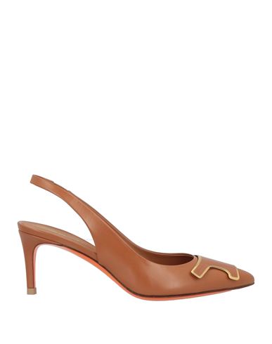 Santoni Woman Pumps Tan Size 6.5 Leather In Multi