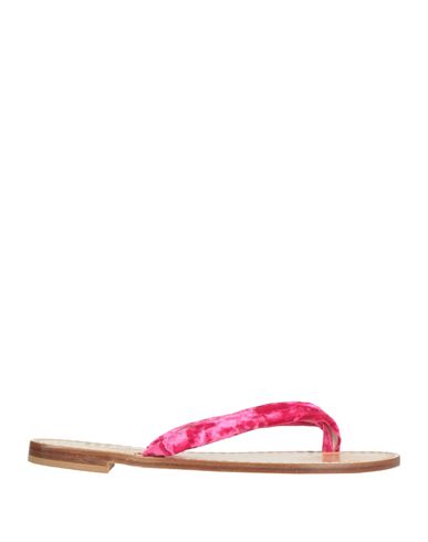 Emanuela Caruso Capri Woman Thong Sandal Fuchsia Size 7.5 Leather, Textile Fibers In Pink