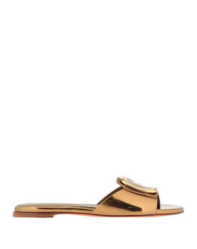 Santoni Woman Sandals Gold Size 7.5 Textile Fibers In Gold