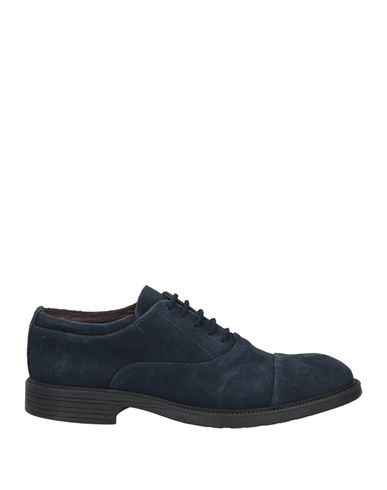 Paolo Da Ponte Man Lace-up Shoes Navy Size 7 Leather In Navy