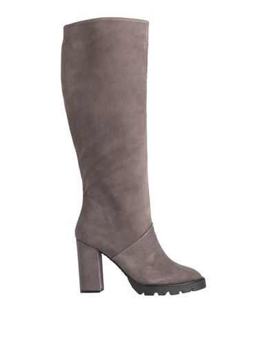 Martina Woman Boot Grey Size 8 Leather In Grey