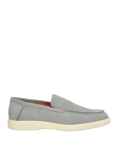 Santoni Man Loafers Grey Size 9 Leather In Grey