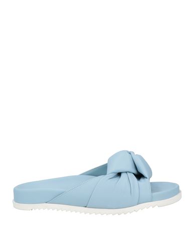 Bervicato Woman Sandals Sky Blue Size 8 Leather In Blue