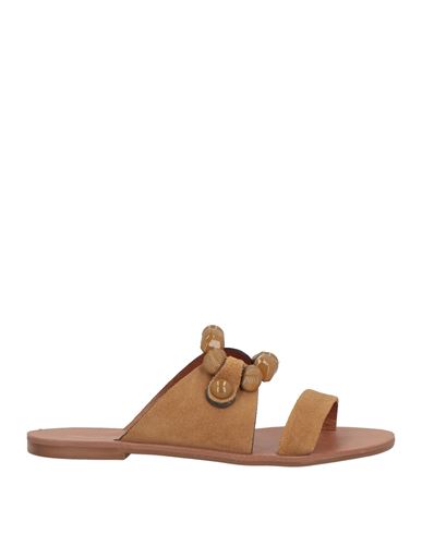 Shop Miss Unique Woman Sandals Khaki Size 7 Leather In Beige