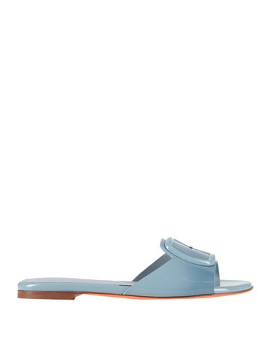 Santoni Woman Sandals Azure Size 5.5 Leather In Blue