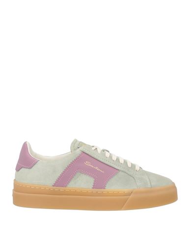Santoni Woman Sneakers Sage Green Size 8 Leather In Sage Green