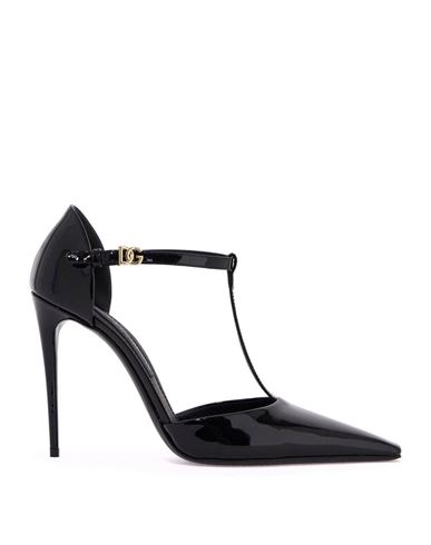 Dolce & Gabbana Elegant Black Leather T-strap Heels Sandals In Black