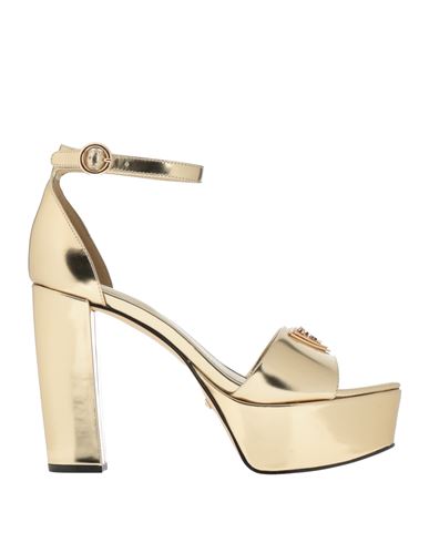 Guess Woman Sandals Gold Size 8 Leather In Gold