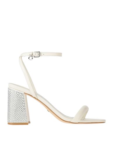 Guess Woman Sandals Ivory Size 8 Leather In White