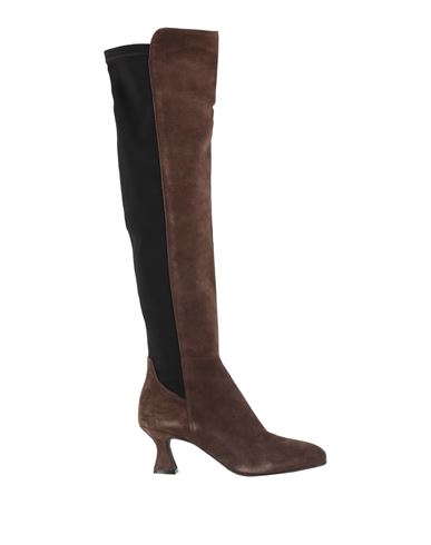 CARMENS CARMENS WOMAN BOOT DARK BROWN SIZE 7 LEATHER, ELASTIC FIBRES 