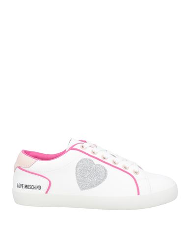 Love Moschino Woman Sneakers White Size 8 Leather, Rubber In White