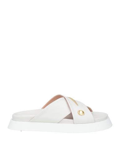 Moschino Appliqué-detail Leather Slides In Off White