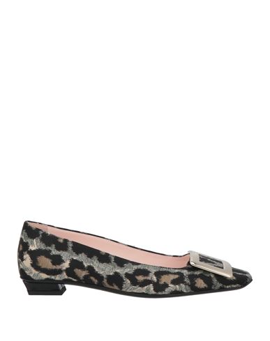 Roger Vivier Woman Ballet Flats Grey Size 6.5 Textile Fibers, Leather In Grey
