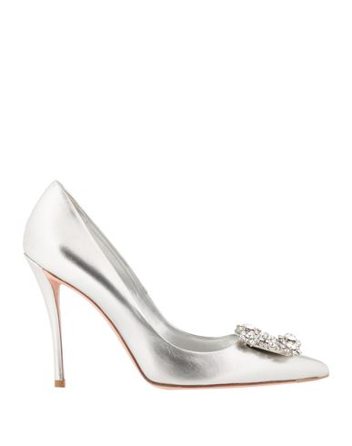 Roger Vivier 100 Flower Strass Buckle Pumps In Satin In Silver