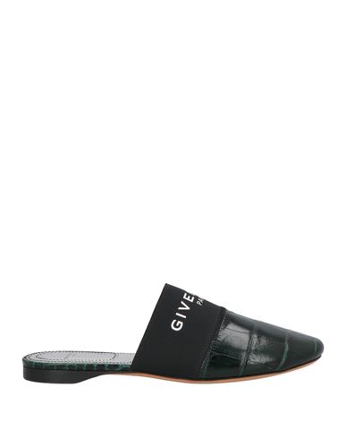 Givenchy Woman Mules & Clogs Dark Green Size 6 Cowhide, Textile Fibers In Green
