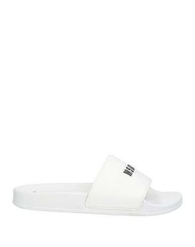Msgm Man Sandals White Size 8 Rubber In Animal Print