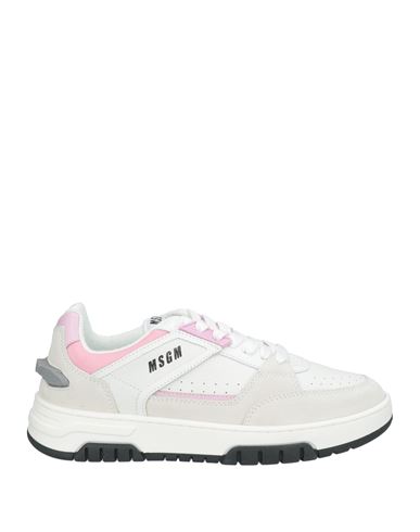 Msgm Logo-print Leather Sneakers In Grey