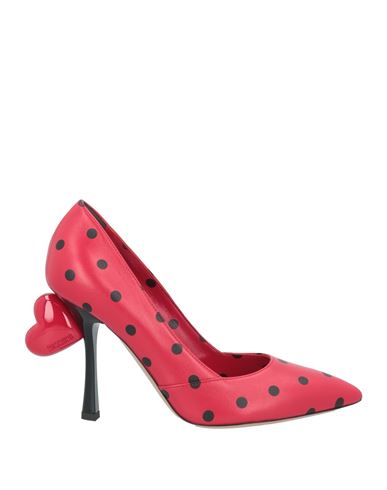 Moschino Heart-appliqué Polka Dot Pumps In Red
