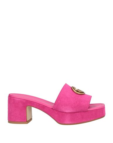 Guess Woman Sandals Fuchsia Size 6 Leather In Pink