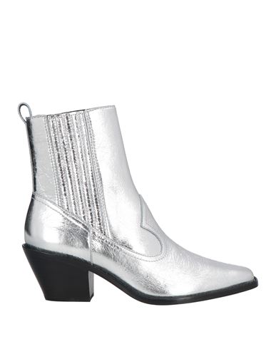 Tory Burch Woman Ankle Boots Silver Size 6.5 Leather In Silver