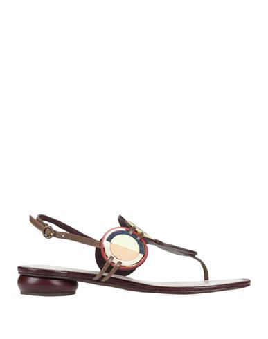 Tory Burch Woman Sandals Burgundy Size 8 Goat Skin In Red
