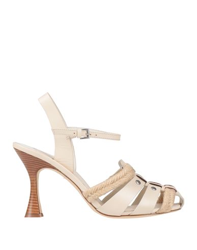 Tory Burch Woman Sandals Ivory Size 7 Cowhide, Textile Fibers In White