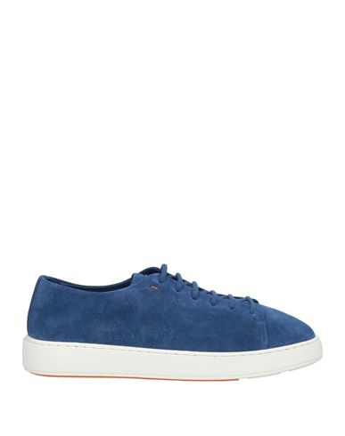 Santoni Man Sneakers Blue Size 7.5 Leather In Blue