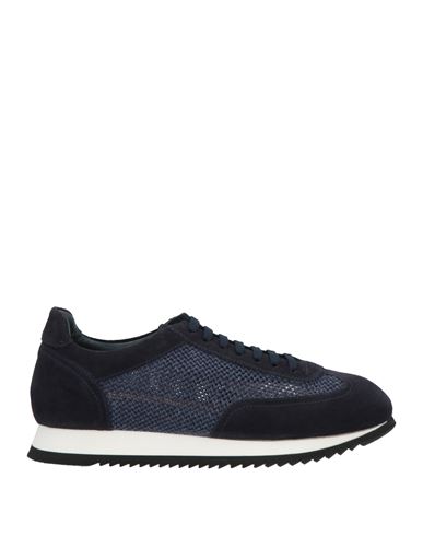 Doucal's Man Sneakers Navy Size 9 Leather, Textile Fibers In Navy