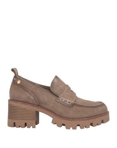 Shop Carmela Woman Loafers Taupe Size 11 Leather In Grey