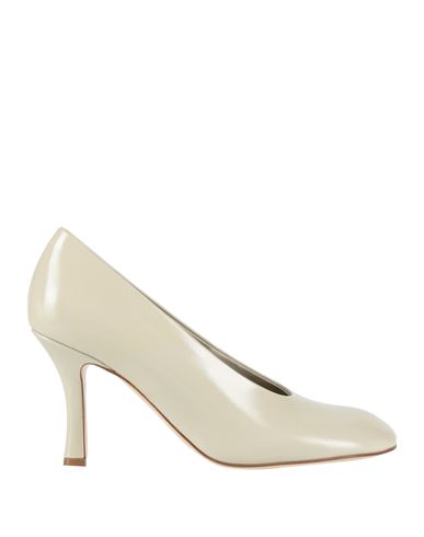 Burberry Beige Shiny Lambskin Pumps With Quilted Insole In Sage Green