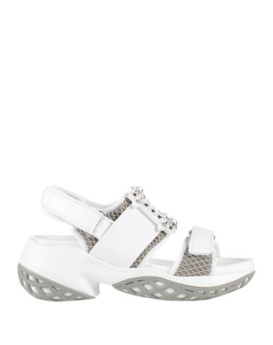 Roger Vivier Woman Sandals White Size 5 Leather, Textile Fibers In White