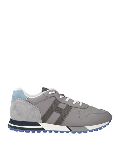 Hogan H86run Man Sneakers Grey Size 9 Leather, Textile Fibers