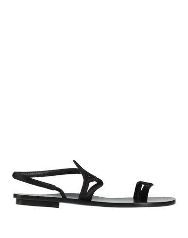 Shop Giorgio Armani Woman Thong Sandal Black Size 8 Textile Fibers