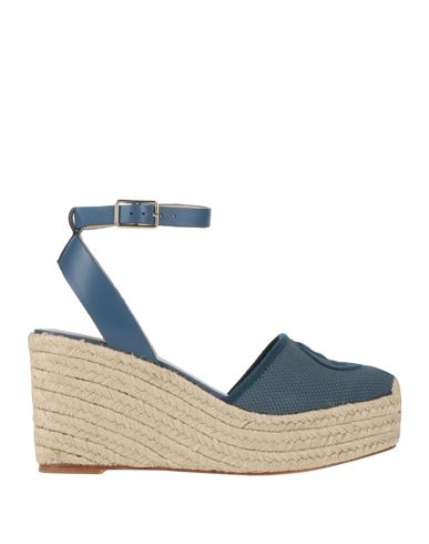 Giorgio Armani Woman Espadrilles Blue Size 8 Leather, Textile Fibers In Blue