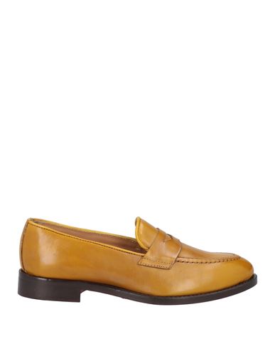 Saxone Woman Loafers Mustard Size 6 Leather In Yellow