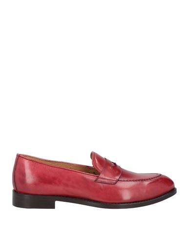 Saxone Woman Loafers Garnet Size 8 Leather In Red