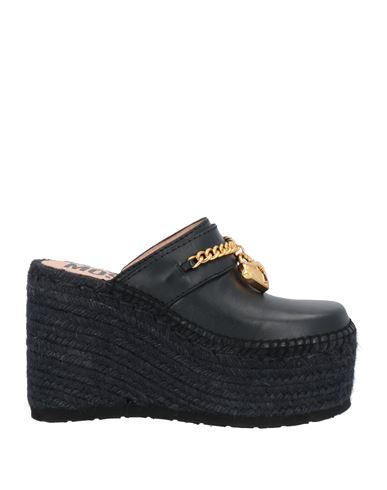 Moschino Padlock-detail Platform Wedge Espadrilles In Black