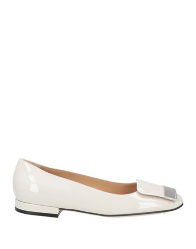 Sergio Rossi Woman Ballet Flats Off White Size 8 Leather In Off White