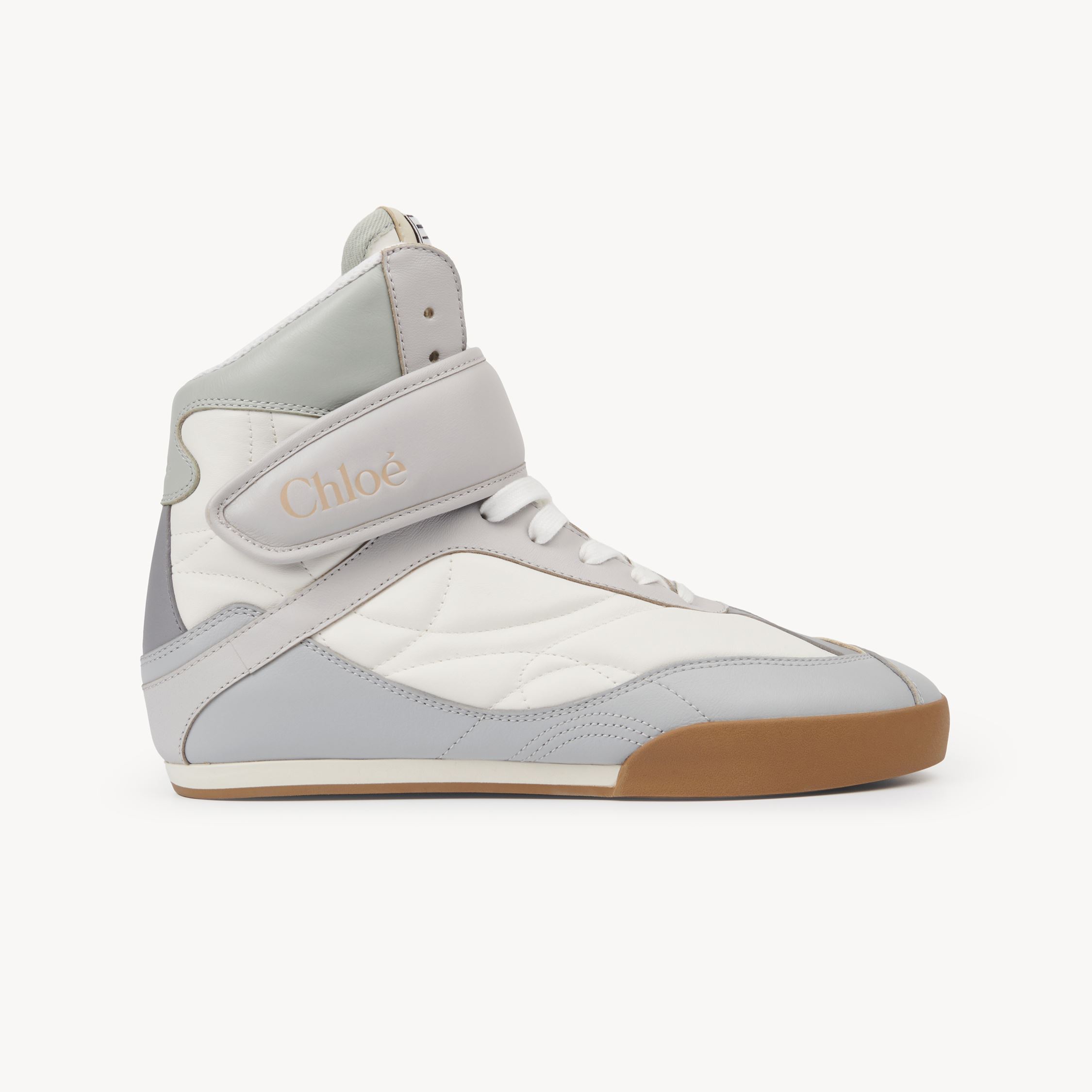 Chloé Almond Toe High-top Sneaker With Quilted Panels In Blue