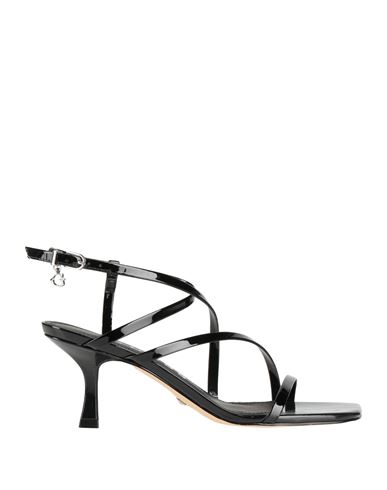 Guess Woman Sandals Black Size 8 Leather In Black
