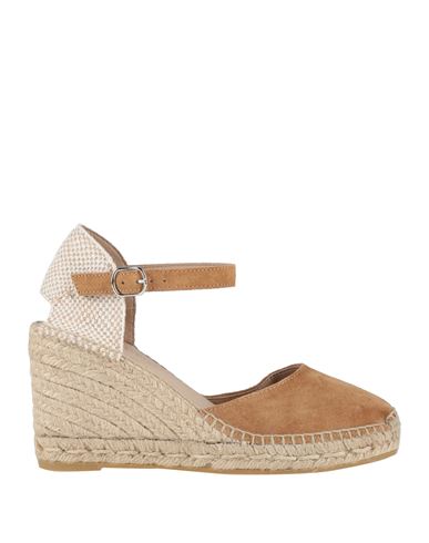 Natural World Woman Espadrilles Sand Size 8 Leather, Textile Fibers In Beige