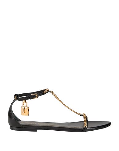 Tom Ford Woman Sandals Black Size 8 Goat Skin, Zamak In Black