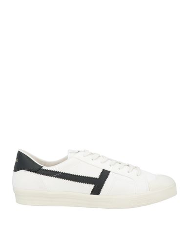 Tom Ford Man Sneakers White Size 11 Calfskin, Leather In White