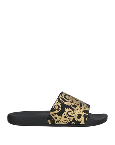 Versace Jeans Couture Black Graphic Slides In Black