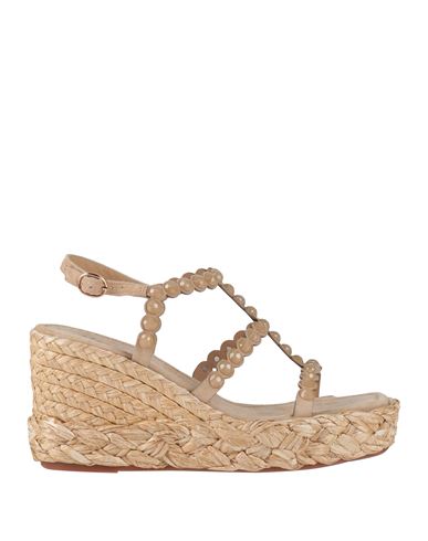 Alma En Pena . Woman Espadrilles Beige Size 11 Leather In Sand