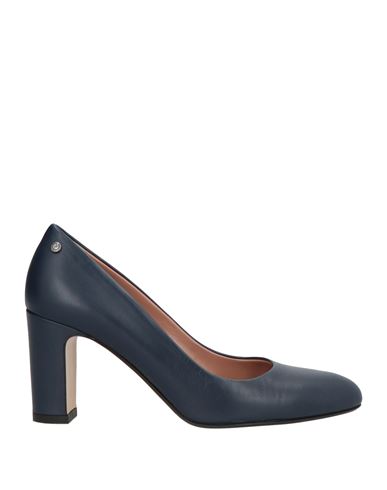 Pollini Woman Pumps Navy Size 6 Leather In Blue